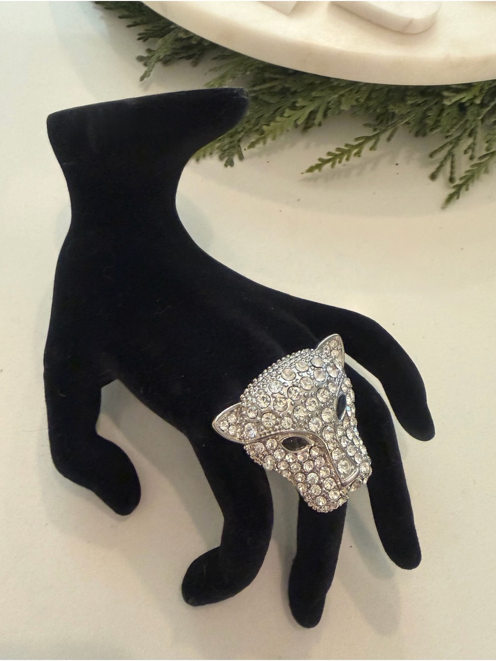 Pave Panther Statement Ring in Silver